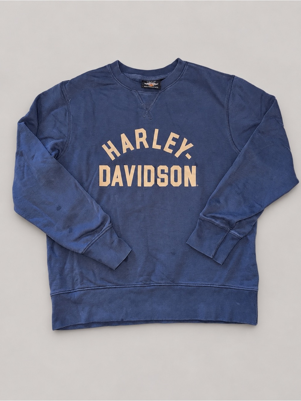 Harley-Davidson Navy Crewneck Sweatshirt with Tan Logo size large